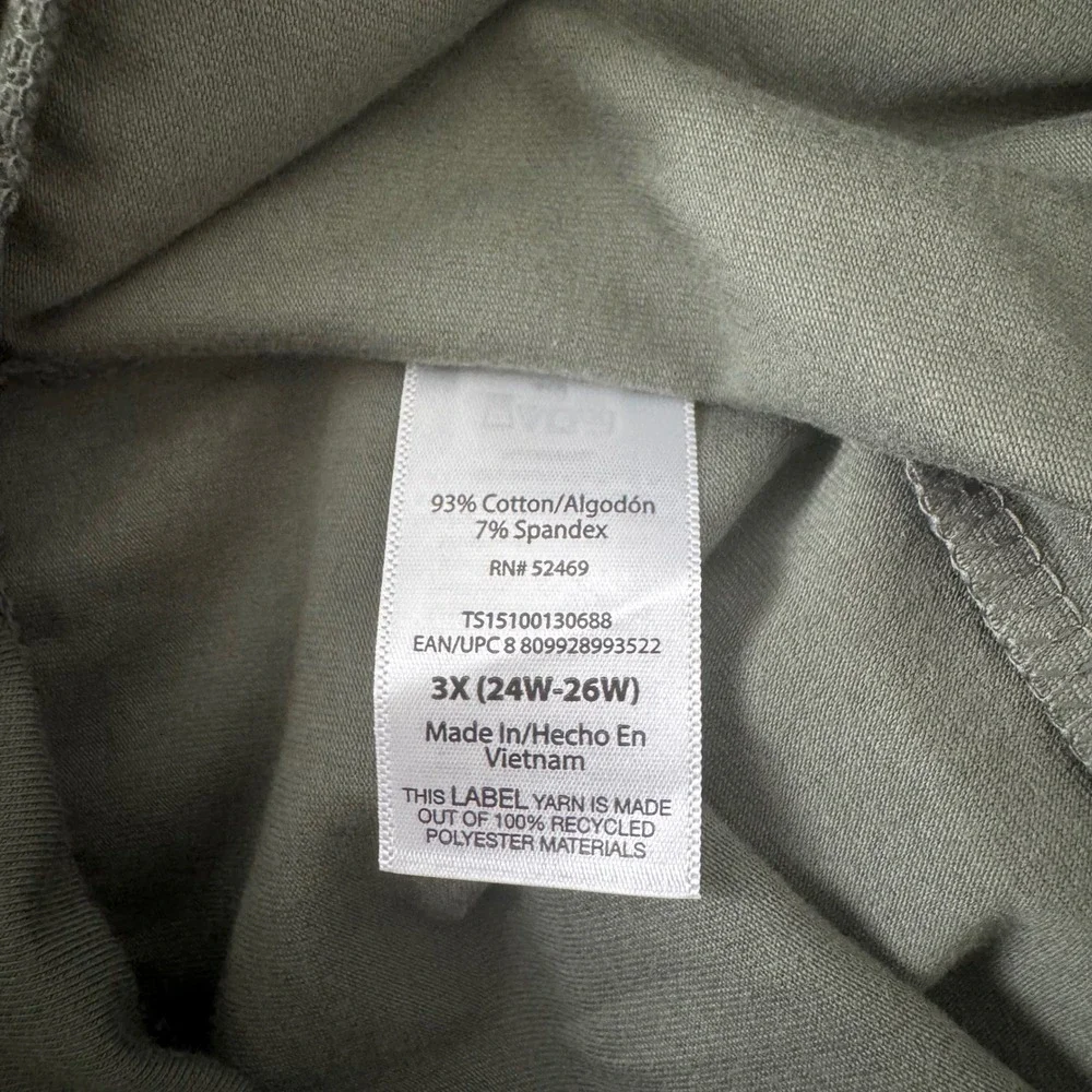 Terra Sky Plus Size 3X Green Midnight High Rise Fitted‎ Leggings Pants